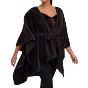 Torrid Plus Size NEW Belted Ruana Black Cozy Teddy Knit Tie Sweater Wrap
